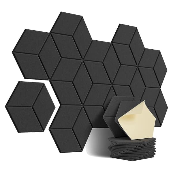 12-pack Acoustic Foam Panels for Soundproofing | Self-Adhesive & Black-FX-