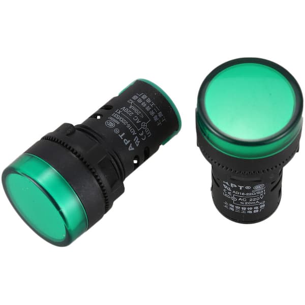2 stk AC220V Grønn LED Strømindikator Pilot Signallys Dia 22Mm