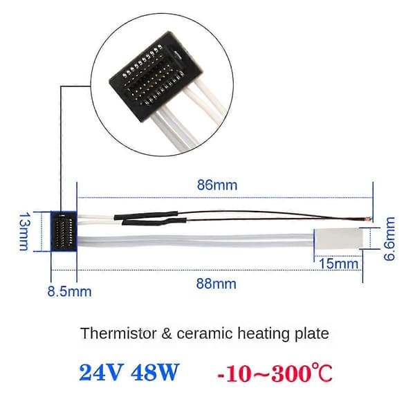 Til Bambu Lab P1P P1S Termistor Keramisk Varmelegeme 24V 48W Varmerør til 3D-print Termistor Hot