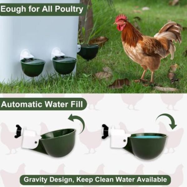 12 Cups Chicken Waterer - Self-Filling Gravity System for Poultry, Drinking System for Chicken Coop Accessories