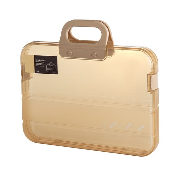 Clear Document Bag, Multifunctional, Large Capacity, Dustproof, Waterproof A4 File, Portable Project Bag for Office, School, Khaki