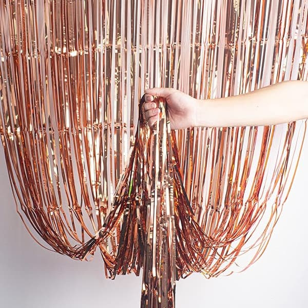 2 kpl 1*2,5 m metallilankaa (ruusukulta), verho folio virtaava silkki Curta