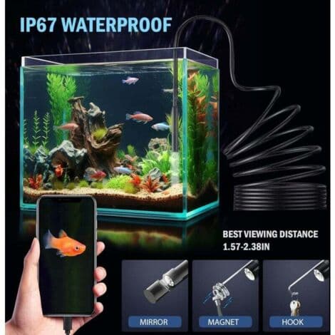 10m Endoscopic Inspection Camera - 8.0mm Probe - 6 LEDs - IP67 Waterproof - 360° Rotation - Android and Windows Compatible