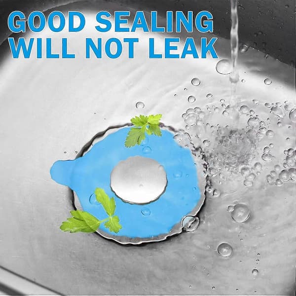 Silicone Bathtub Stopper - Bathtub Plug for Bathroom, Kitchen, and Laundry Room - Blue