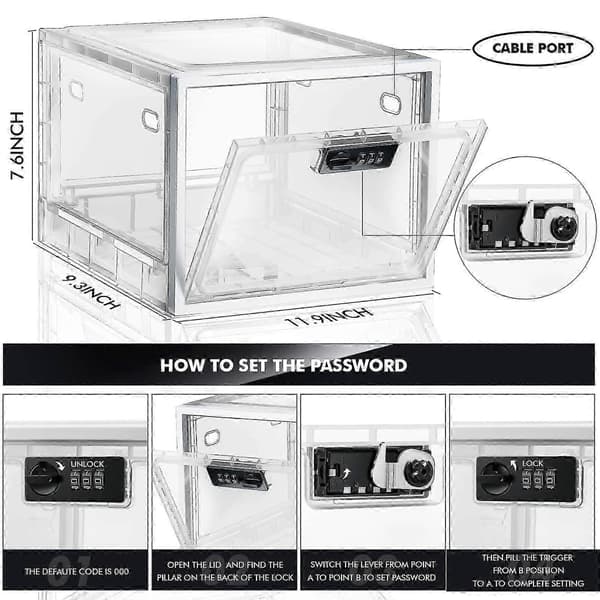 Lockable Box, Lockable Storage Box with Lock, Medicine Box for Refrigerator Classification, Lock Box for Medicine, Food and Home Security Transparent Transpart