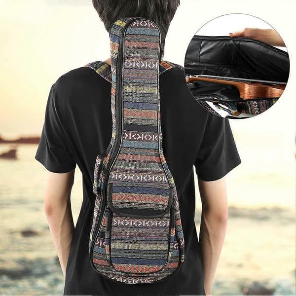 NestNiche Ukulele Bag, Ukulele Case, 4-String Guitar Double Shoulder Strap Bag Thick Padded with Adjustable Straps for Travel Performance C [DB]