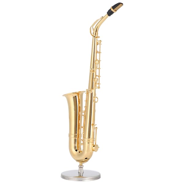 Saksofonpynt Miniatyrdekorasjon Minimusikkinstrument Modell Gavehåndverk 19cm