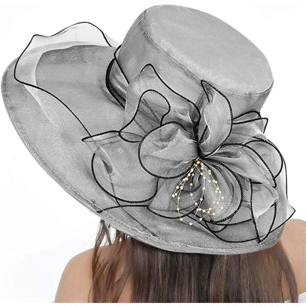 Damehat Organza Hat Bryllupshat Solhat Kirkehat Ascot Hat Væddeløbshat