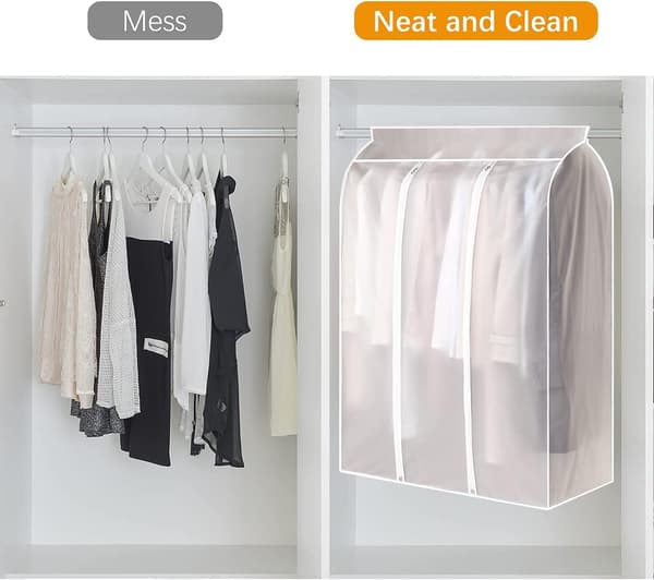 Transparent Frosted Garment Rack Covers with Zipper and Hook and Loop Fastener