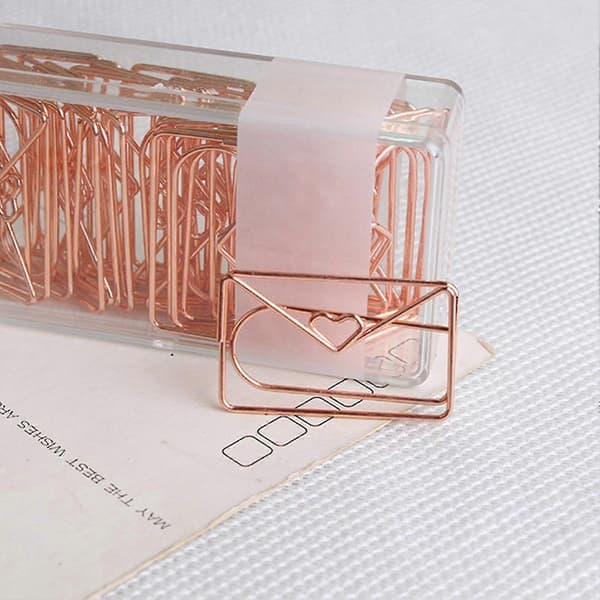 20 stk. Rosaguld Mini Papirclips - Specialformede Clips af Rustfrit Stål til Kontorbrug