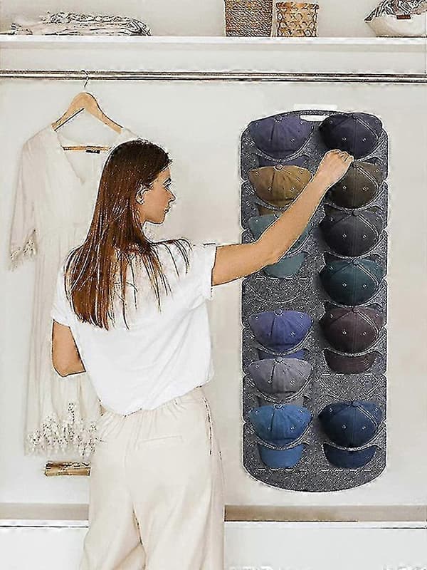 Cap rack, baseball cap rack with deep pockets hanging foldable felt cap organizer rack home decor - SNNGV