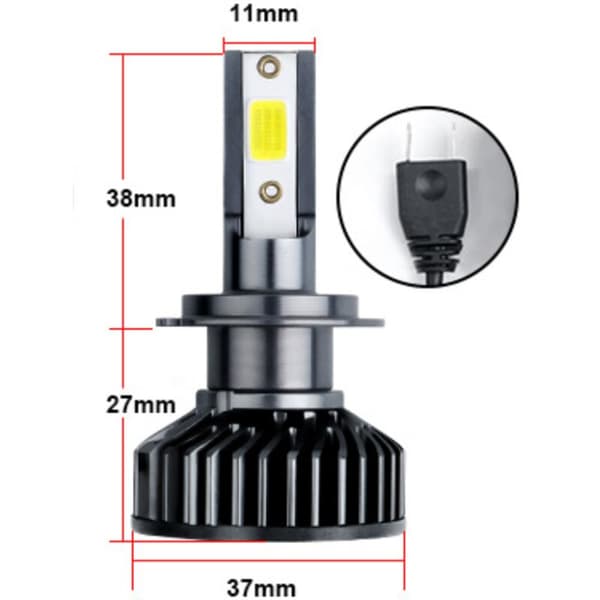 LED H7 Bulb 5000LM for Car and Motorcycle Headlights 12V 6000K White Light 2-pack