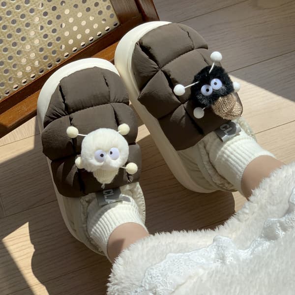 Brikett sko tilbyr optisk varme dametøfler i fluffy bomull, hjemmematching, ensfarget ID-bilde, enkle vanntette sko 24,5 cm