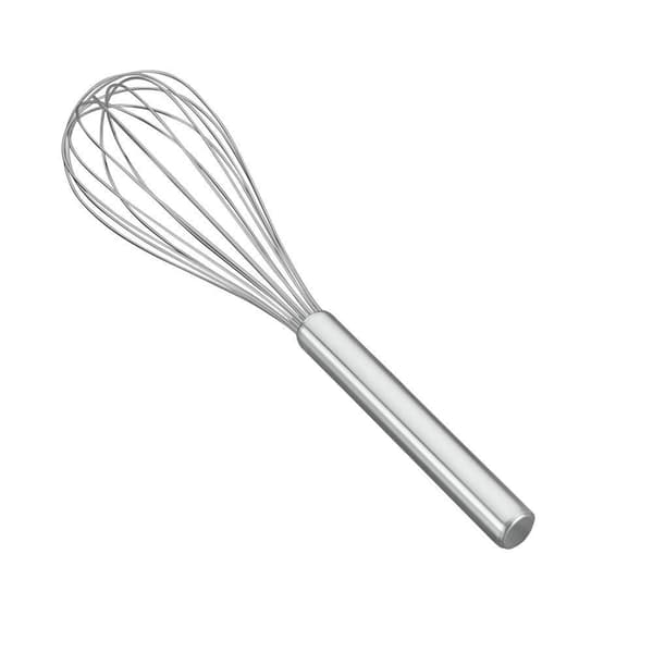 Tyk 8-trådet piskeris i rustfrit stål, 30 cm, sølv