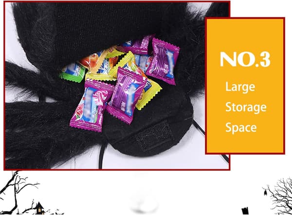 Halloween Edderkop-rygsæk kostume til voksne, sort og farverig