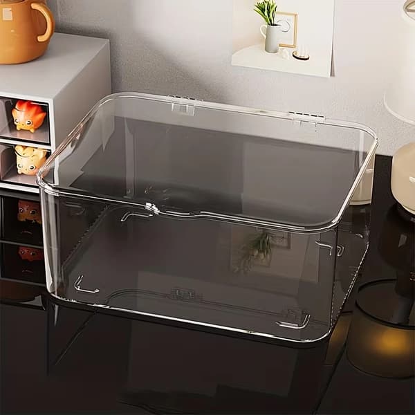 Pill Box with Hinged Lid, Transparent Desktop Storage Box, Dustproof Storage Box with Hinged Lid, a Household Pill Box.