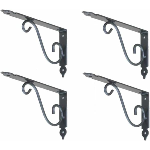 Wall bracket, 4 pcs steel 90 degree triangular brackets, wall-mounted L-shaped bracket, multifunctional shelf bracket (black)