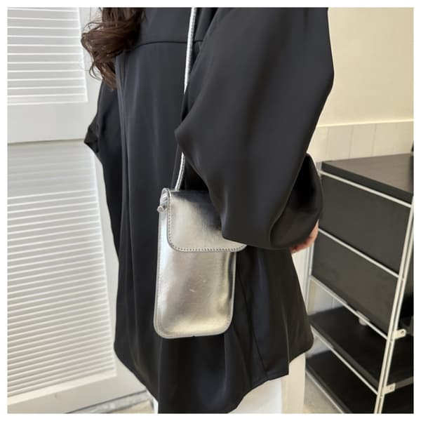 Women's PU Leather Shoulder Bag Solid Color Crossbody Bag Cell Phone Wallet