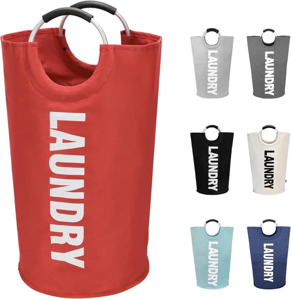 Foldable Laundry Basket 115L Large Capacity with Handles and Raised Base, Portable Storage Bin for Home, Dorm, Camping, Red