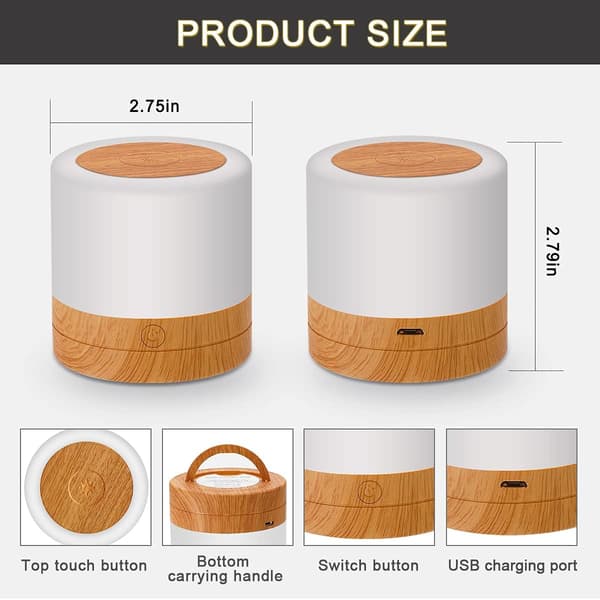 Dimmable LED bedside lamp with touch function, night light with timer, RGB color