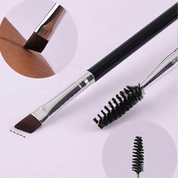 Angled Double-Ended Eyebrow Brush with Spoolies 15cm Portable Makeup Tool