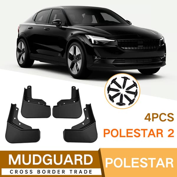 4-delt sprutskjermsett med Polestar 2-tilbehør Sprutskjermer kompatible med Polestar 2-FA-