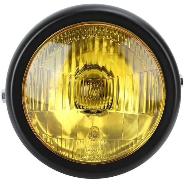 Retro Motorsykkel Rund Frontlykt Gul Lys Frontlykt Modifikasjon Passer GN125