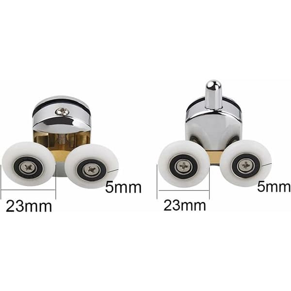 Replacement Kit with 4 Double Wheels Double Wheels Replacement Fastening Wheels Sliding Door Roller Roller Door Wheels for Shower Door 23mm