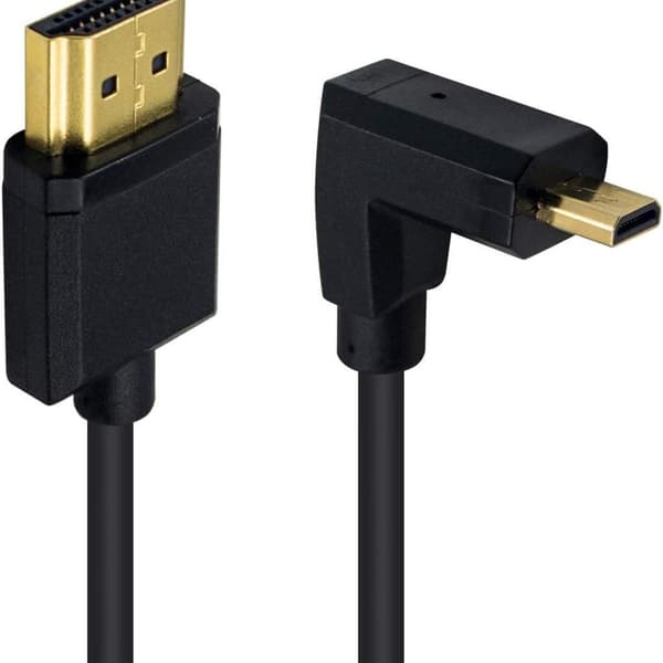 Micro HDMI–standard HDMI-kaapeli, Micro HDMI–HDMI-kierrekaapeli, kulmikas, 1,2 m