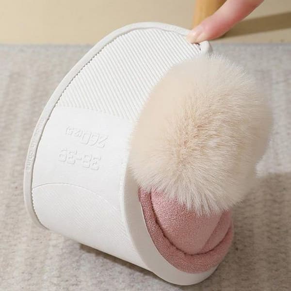 Dametøfler med foret sål, fluffy og varme