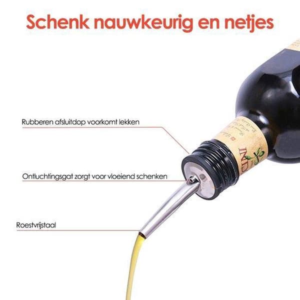 Premium skænkeprop i rustfrit stål - Skænkepropper - Vin - Flaske - Cocktail - 4 dele