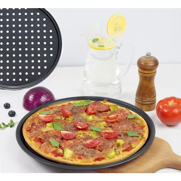 2 kpl pizzalautasia - Halkaisija: 32 cm - Pyöreä tarttumaton levy -