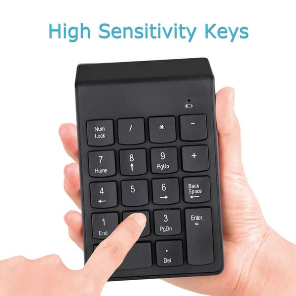 Numerisk tastatur, trådløs USB-nummer, 2,4 GHz, 18 taster, Mini