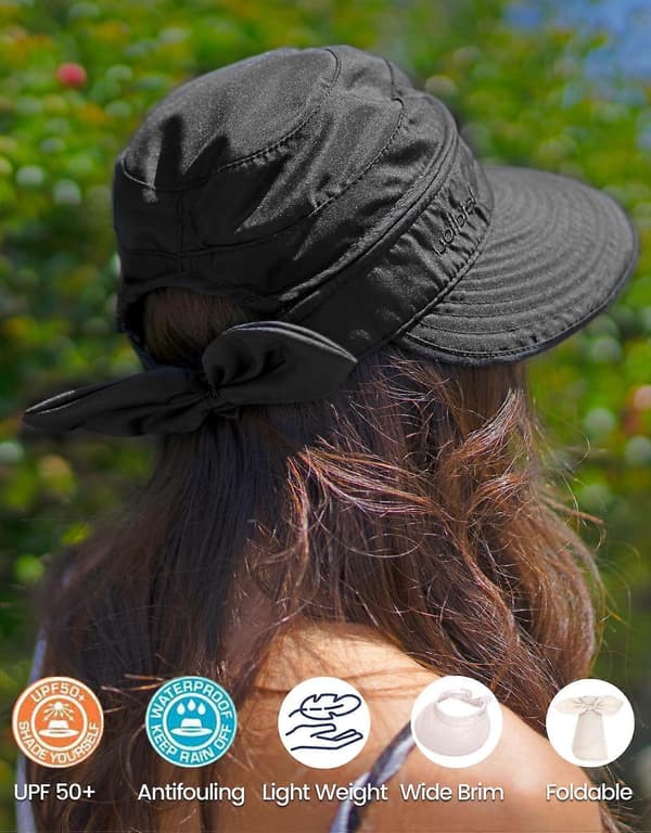 UPF 50+ UV Sun Protection Convertible Beach Visor Hat [DB]