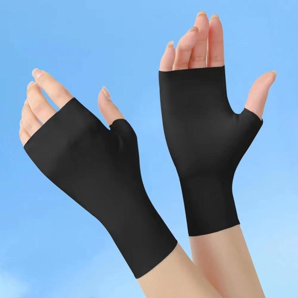 Svarta sommarfingerlösa handskar sommarkörhandskar halvfingerhandskar UV-skydd Andningshandskar Cykling Vandringshandskar