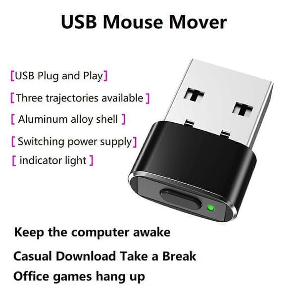 Mini Mouse Jiggler ON/Off Button USB Mouse Movement Simulator for Office Automatic Undetectable Mouse Jiggler Silver