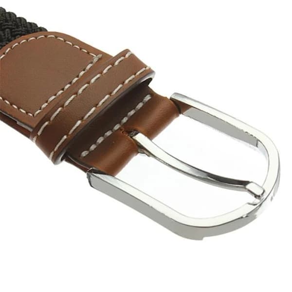 Belte - Unisex - Svart - Flettet lær - Elastisk - Lengde 105cm (strekkbart til 125cm)
