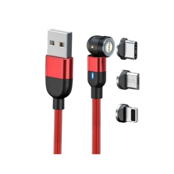 Magnetic Cable (USB-C - Micro USB - Lightning - 1 m - Red)