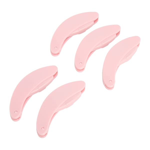 5 Pcs Curved Handle Eyelash Comb Stainless Steel Foldable Eyelash Comb Tool for Makeup Pink