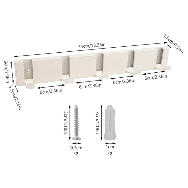 Wall-mounted coat rack with 5 retractable hooks, modern floating coat rack with screws, wall hook for bathroom, bedroom, kitchen, hallway, cream white