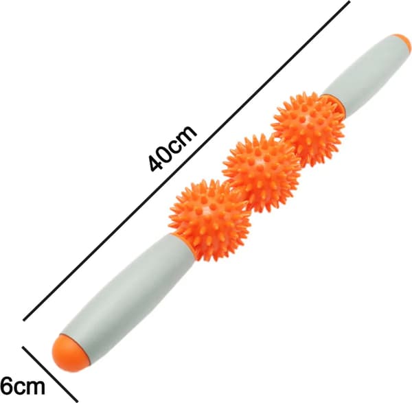 Muskelterapi massagestav, rillede tandhjul til dyb afslapning, (orange)
