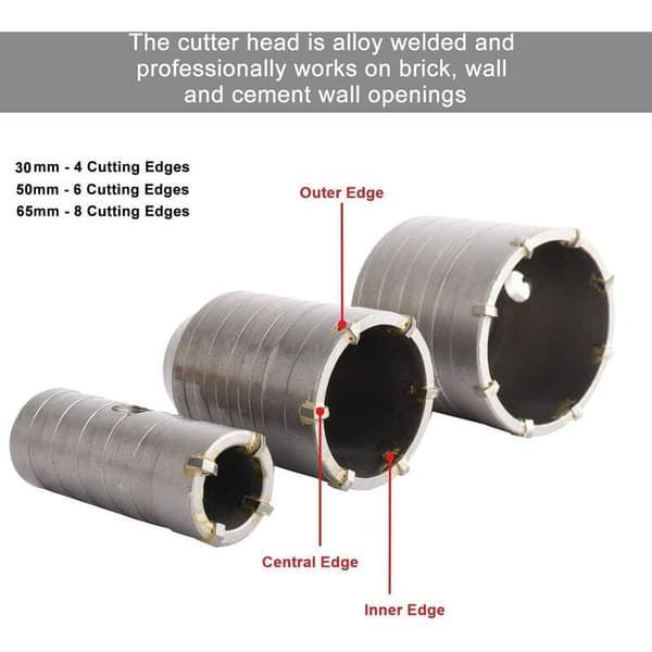 SDS Plus hulsavsbor til beton, cement, sten, vægge - 65 mm, 50 mm, 30 mm