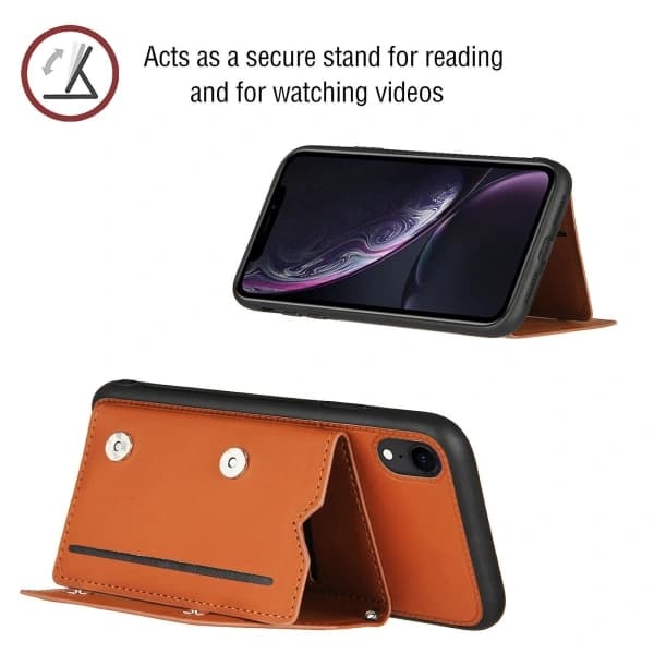 Etui kompatibelt med iPhone Xr Vintage Læder Cover Bumper - Brun null ingen