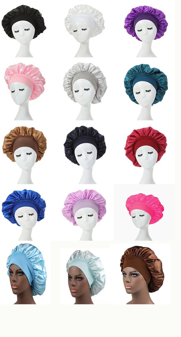 6 stycken extra stora sovhuvor Jumbohuva Stor Satin Bonnet wi