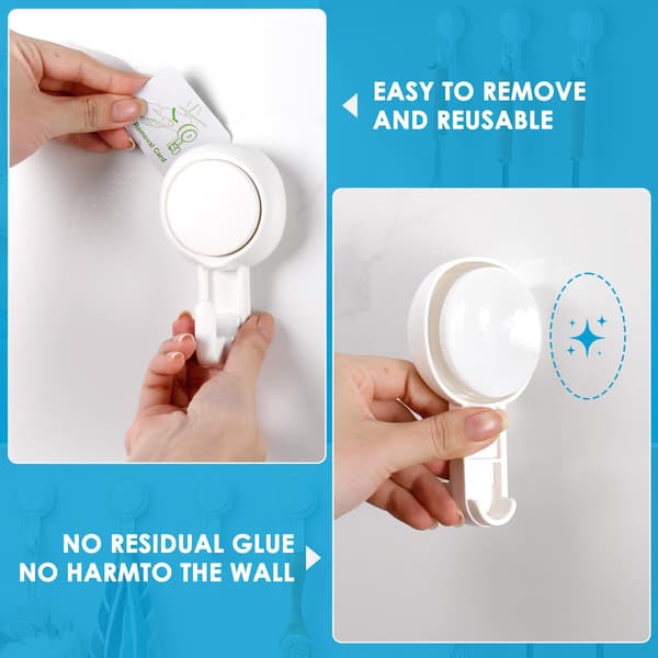 Suction Cup Hooks Powerful Vacuum Suction Cup Hooks - Heavy Duty Shower Hooks Waterproof Suction Cup Hangers for Bathroom Kitchen Towel, Robe (2-Pack)