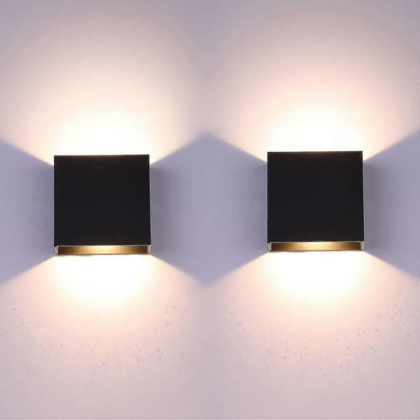 2-pack LED Wall Lights Indoor Up and Down Black 6w Aluminum