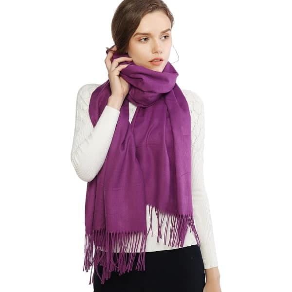 Dameskjerf Pashmina-sjal og omslag for bryllupsskjerf for kvinner vinter (lilla)