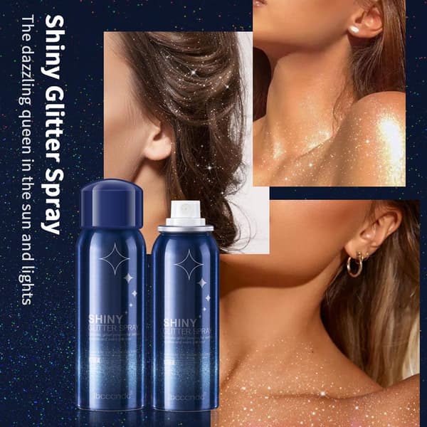 Glitrende Glitterspray 60ml Sølv Glitterspray til Kvinder Glitterpulver Makeupspray Hår- og Kropsglitterspray
