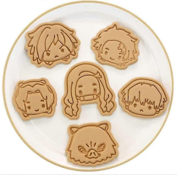 3D Anime Cookie Mold, 6 Pcs Cookie Stamps and Cutters Kitchen Utensils Party Cookie Mold