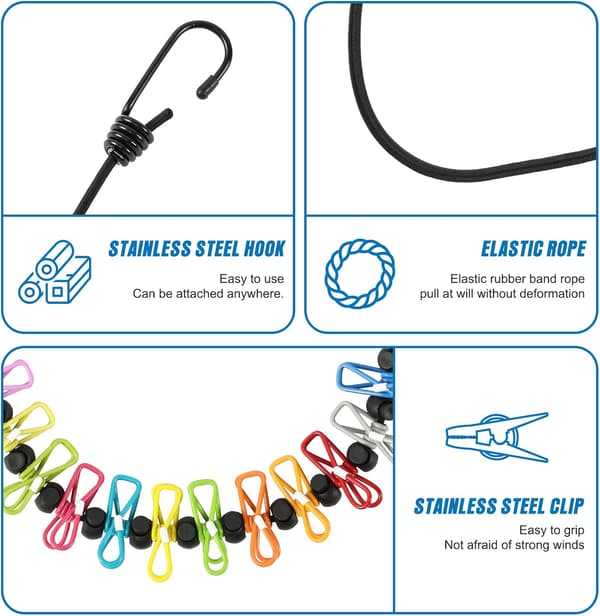 Retractable Portable Clothesline — A Travel Accessory — Includes 12 Clothespins